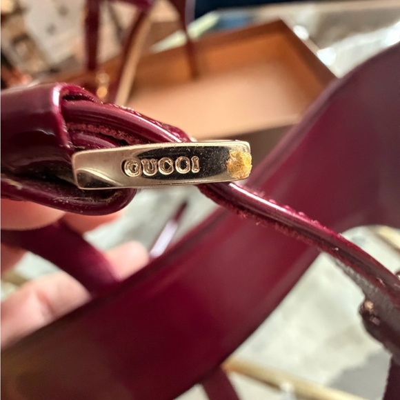 Gucci Sand Pelle S Cuoio Vernice Soft Metal Red Cherry horsebit heel sandal 9.5B - Picture 3 of 13